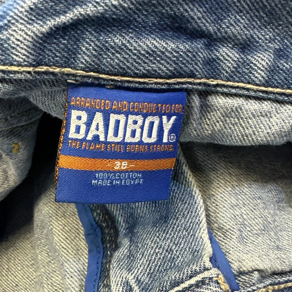 Vintage Bad Boy Jeans Mens 38x34 Light Wash Straight‎ Leg USA Workwear Grunge*
